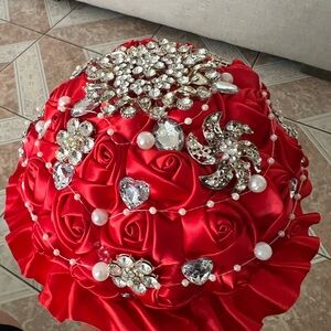 Elegant Red Satin Rose Clutch